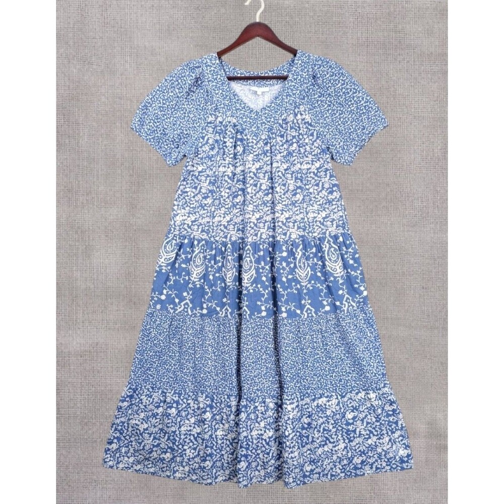 Only Necessities Women's Blue Muumuu House Dress Cotton Plus Size 30/32 3X